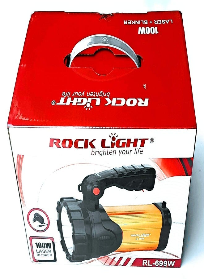 Rock Light 100W Laser With Blinkar And Waterproof Long Range With 3000-Meter Power-Zoom With Sos Function Led Kisan Torch (Gold, Silver, Pack of 1, Plastic) - Image 2